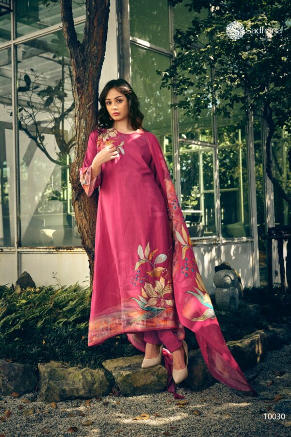 Sadhana Minerva 10032 - Pure Muslin Silk Digital Print With Heavy Khatli Work Suit