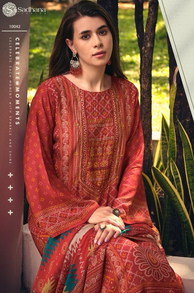 Sadhana Inaayat 10042 - Pure Muslin Silk Digital Print With Heavy Khatli  Work Suit - The Indian Fashion