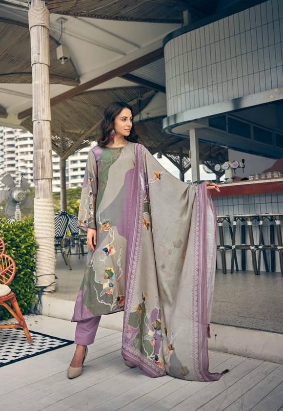 Sadhana Anahat 10064 - Pure Muslin Silk Digital Print With Heavy Khatli Work Suit