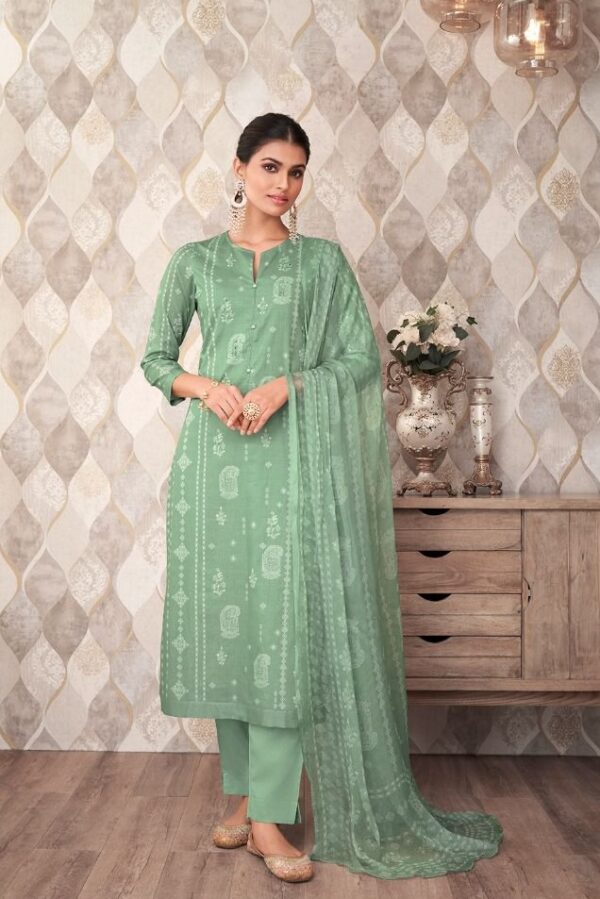 Shiddat Nessa 110 - Block Printed Cotton Cambric With Knot Work Suit