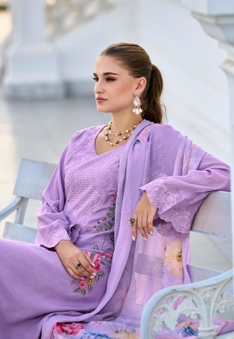 Cinderella Evanora 10623 - Pure Bemberg Muslin Designer Embroidery Work Suit