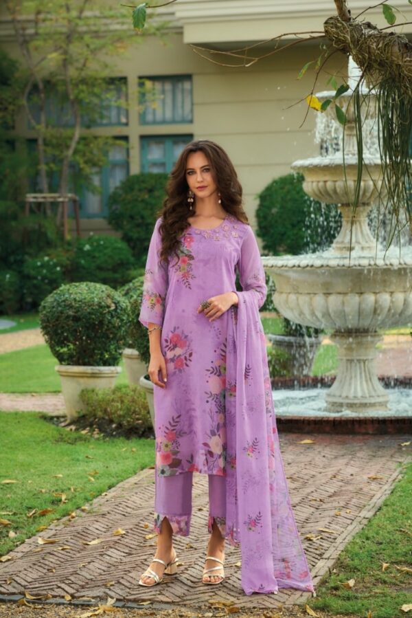 Ladly Leela Rubina 1166 - Organza Printed With Handwork Stitched Suit