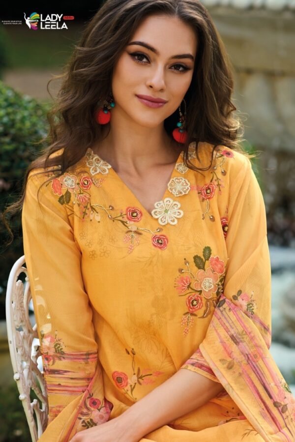 Ladly Leela Rubina 1166 - Organza Printed With Handwork Stitched Suit