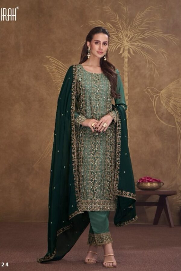 Amirah Elaina 18025 - Cationic Silk Geo With Embroidery Work & Hand Work Suit