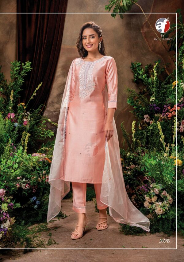 Viscose Nylon Beautiful Embroidery With Handwork Stitched Suit - TIF 1146