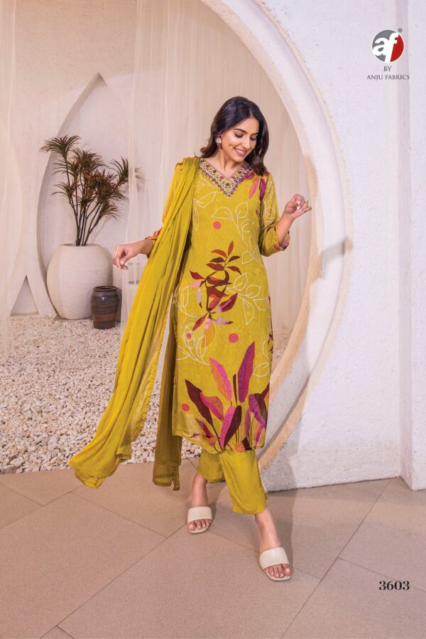 AF Nazar 3606 - Pure Viscose Organza With Digital Printed Stitched Suit