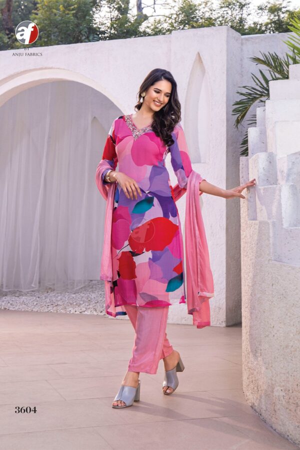 AF Nazar 3606 - Pure Viscose Organza With Digital Printed Stitched Suit