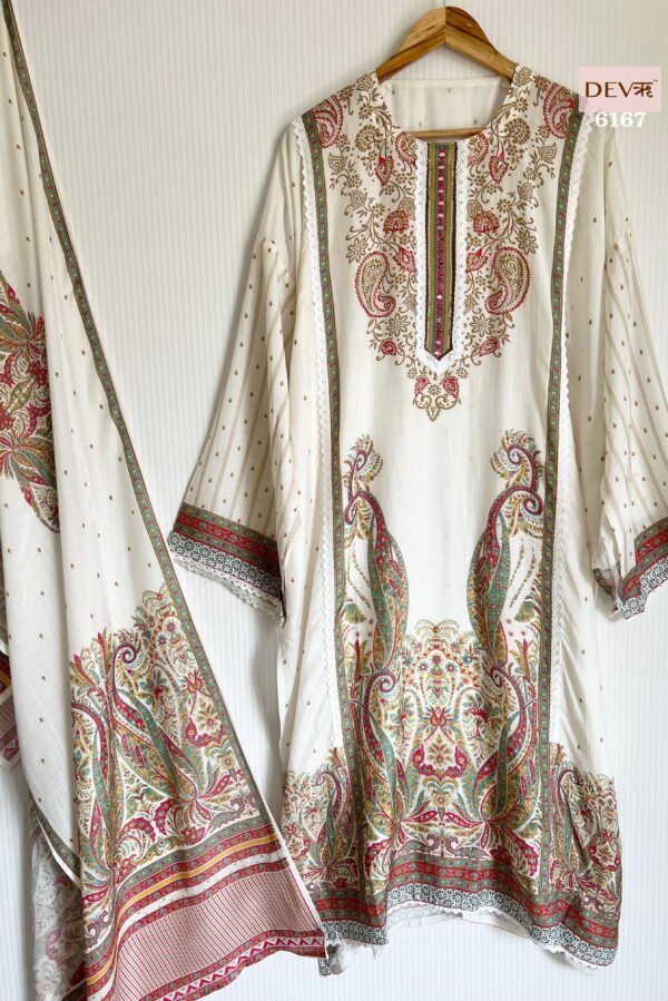 Pure Muslin With Beautiful Digital Print & Mirror Embroidery Suit