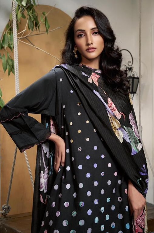 Sahiba Polka Beauty - Pure Cotton Lawn Digital Print With Handwork Embroidery Suit