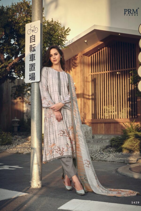 PRM Tieran 5432 - Pure Muslin Silk Digital Prints With Heavy Khatli Work Suit