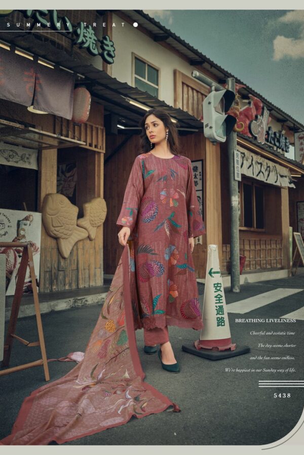 PRM Summer Bloom 5440 - Pure Muslin Silk Digital Print With Heavy Khatli Work Suit
