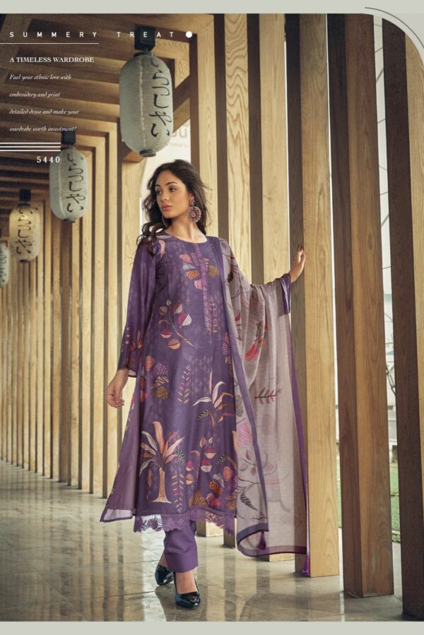 PRM Summer Bloom 5440 - Pure Muslin Silk Digital Print With Heavy Khatli Work Suit