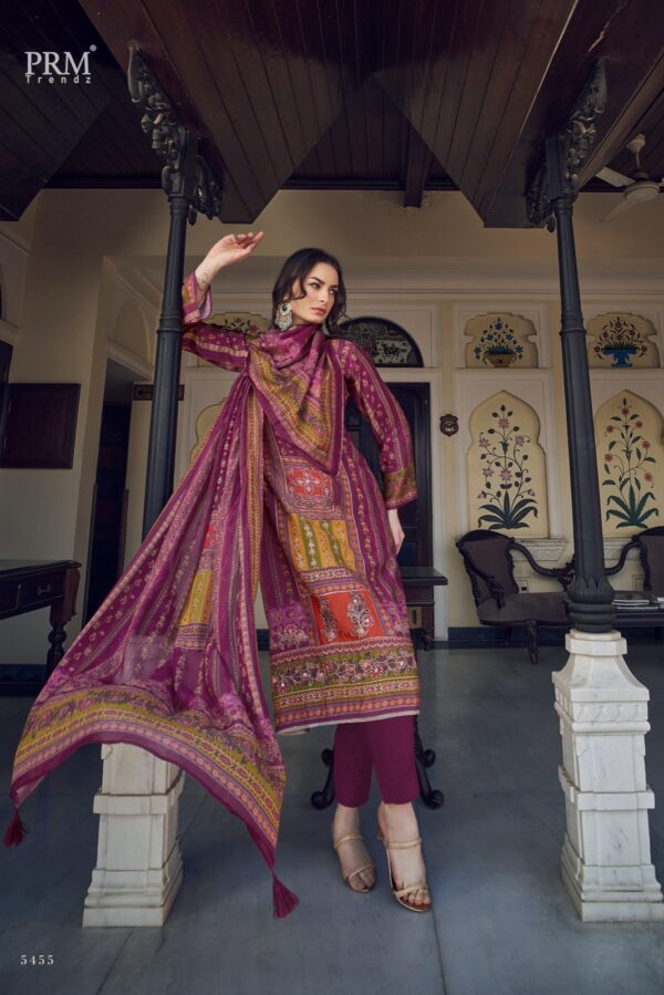 PRM Ozara 5456 - Pure Muslin Silk Digital Print With Heavy Khatli Work Suit