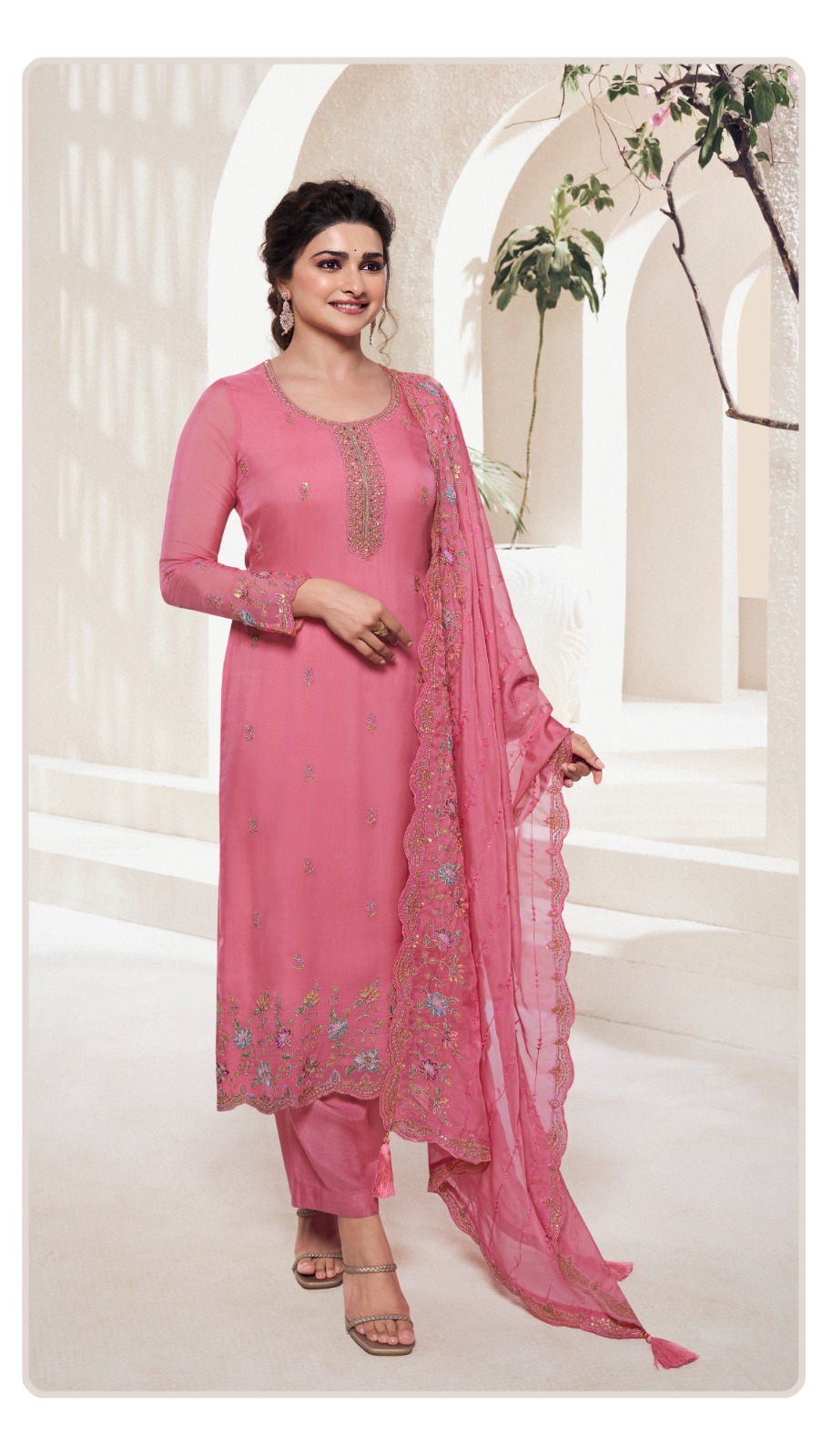 Vinay Kanishka 66756 - Multi Thread Embroidered Organza With Hand Work Suit