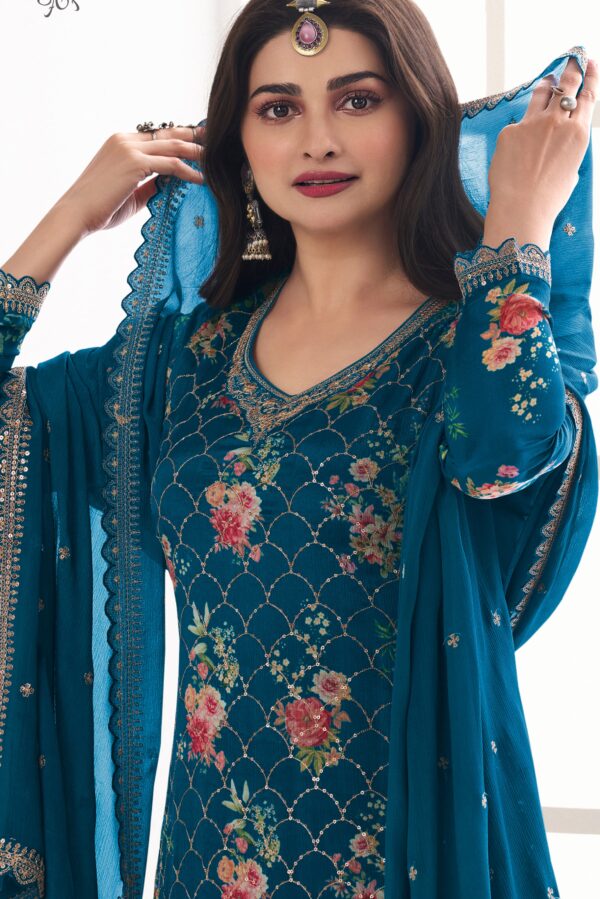 Vinay Sneh 67206 - Heavy Embroidered Digital Printed Chinon Suit