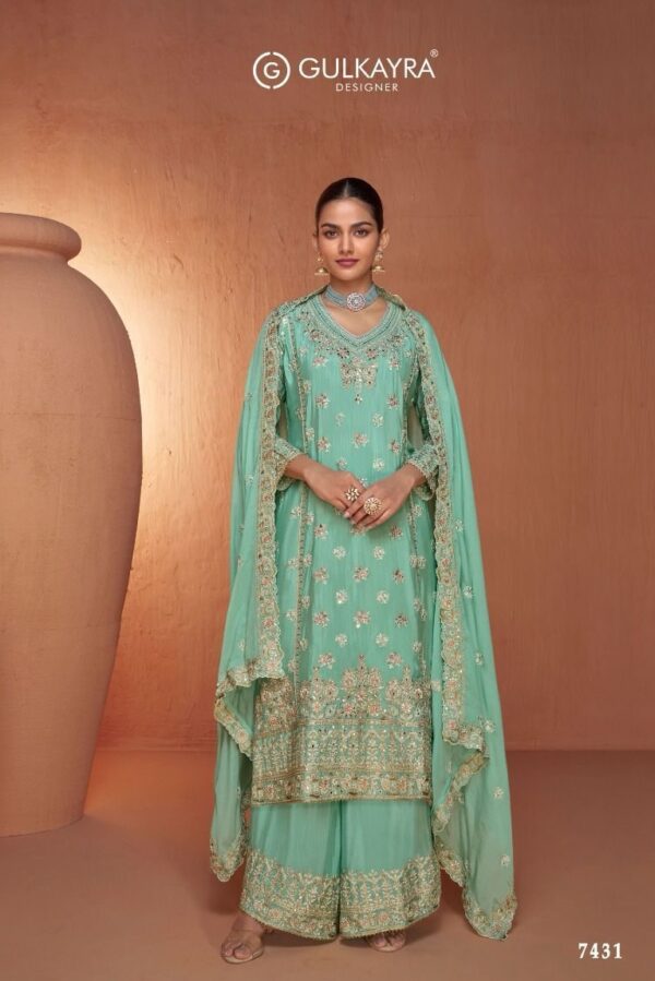 Gulkayra Gazal 7433 - eal Chinon Embroidered Stitched Suit