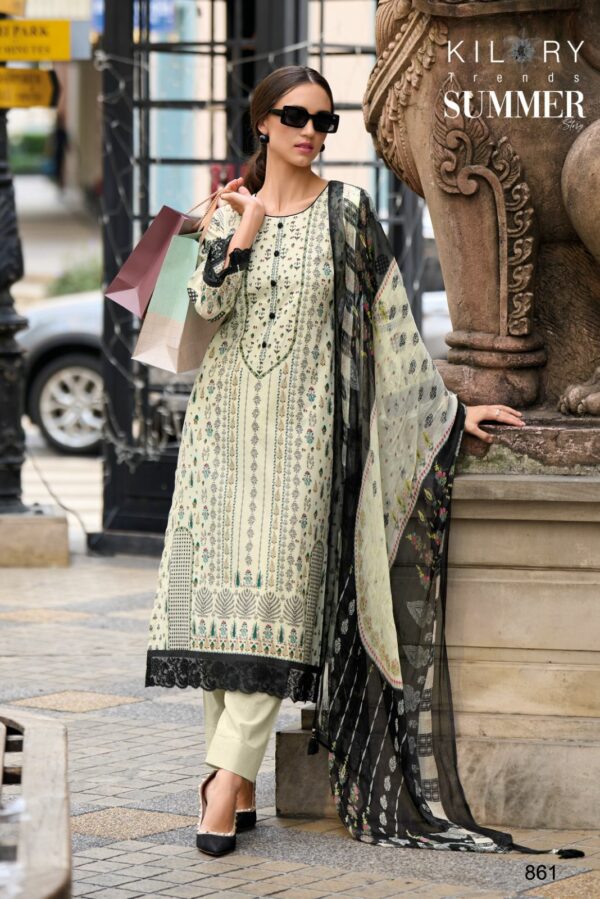 Kilory Summer Story 868 - Pure Lawn Cotton With Fancy Work Suit