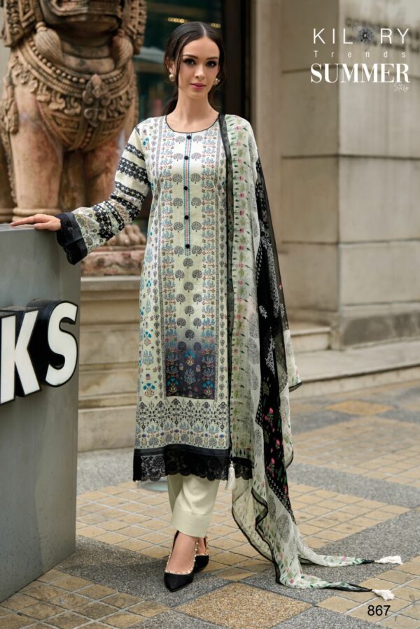 Kilory Summer Story 868 - Pure Lawn Cotton With Fancy Work Suit
