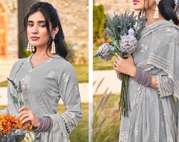 Jay Vijay Tales 8806 - Pure Cotton Hand Block Print With Embroidery Handwork & Lace Work Suit