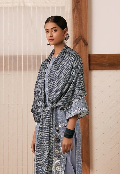 Kimora Gara 9128 - Pure Muslin Digital Print With Placement Gara Embroidery Suit