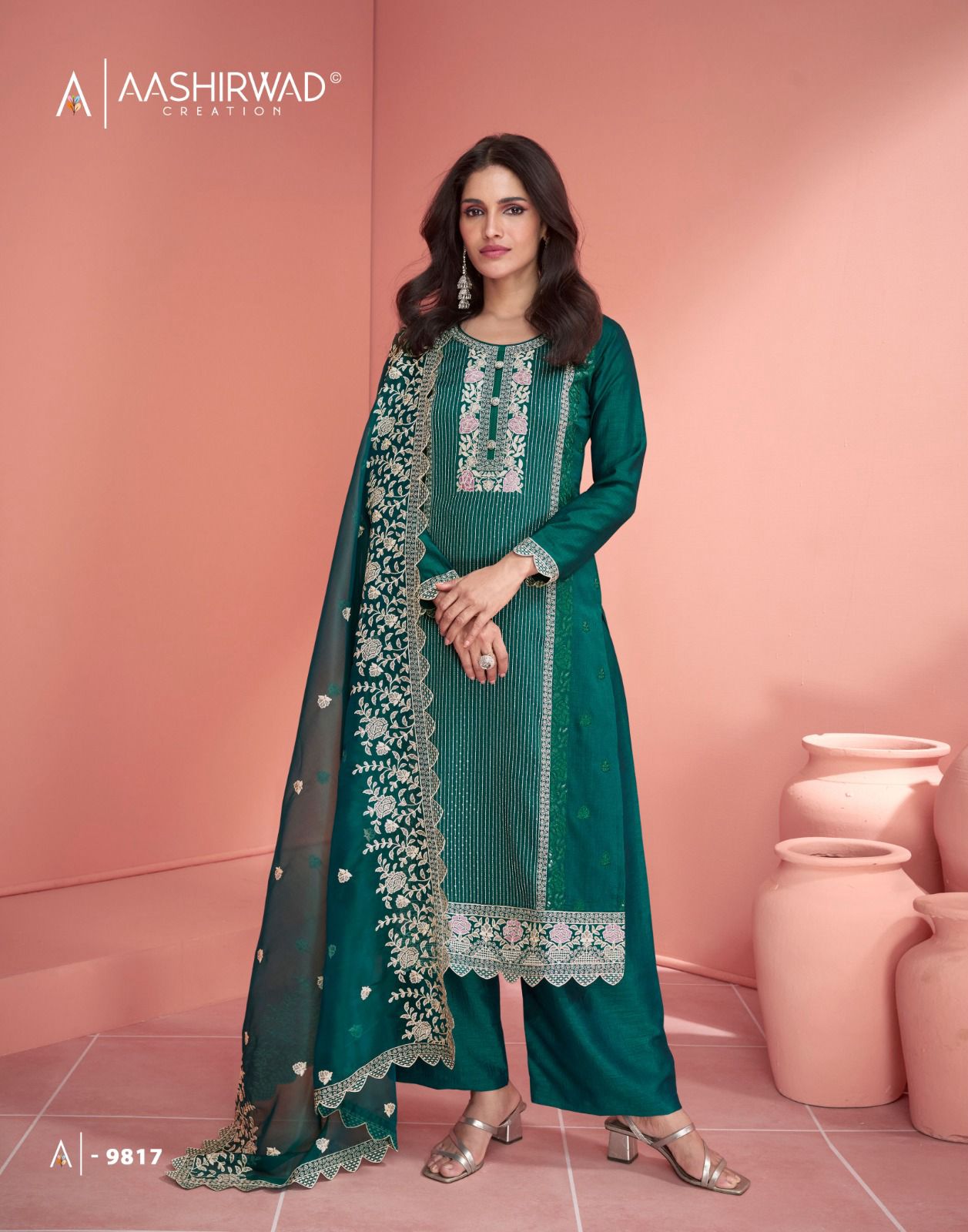 Aashirwad Mehran 9819 - Premium Silk Embroidered Suit