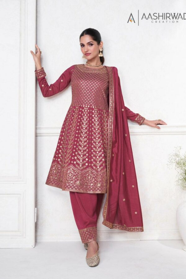 Aashirwad Sargam 9847 - Premium Silk With Work Stitched Suit