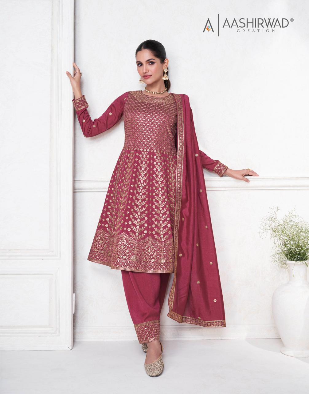 Aashirwad Sargam 9847 - Premium Silk With Work Stitched Suit