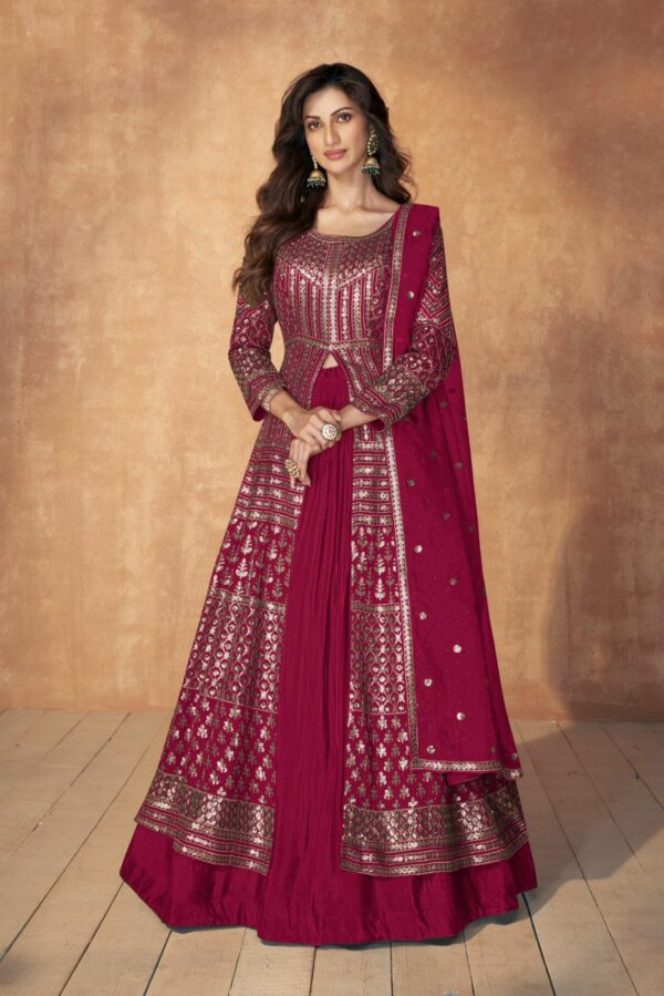 Aashirwad Sequence 9889 - Real Georgette With Work Stitched Dress