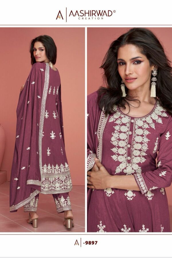 Aashirwad Rubina 9899 - Premium Silk With Work Stitched Dress