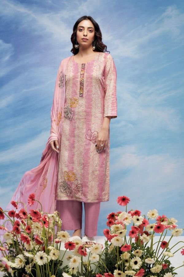 Ganga Rochelle S2237D - Premium Cotton Printed With Embroidery Suit