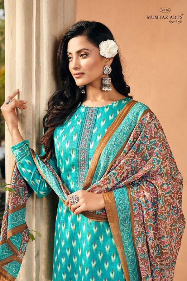 Mumtaz Itrh 5006 - Pure Jam Satin Print with Heavy Neck and Daman Embroidery Suit