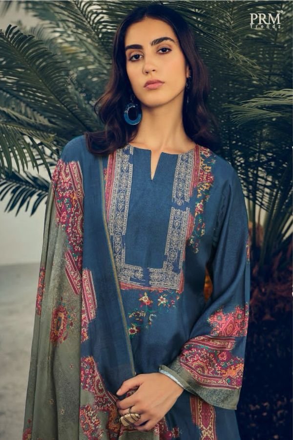 PRM Roselyn 5409 - Pure Muslin Silk Digital Prints With Heavy Khatli Work Suit