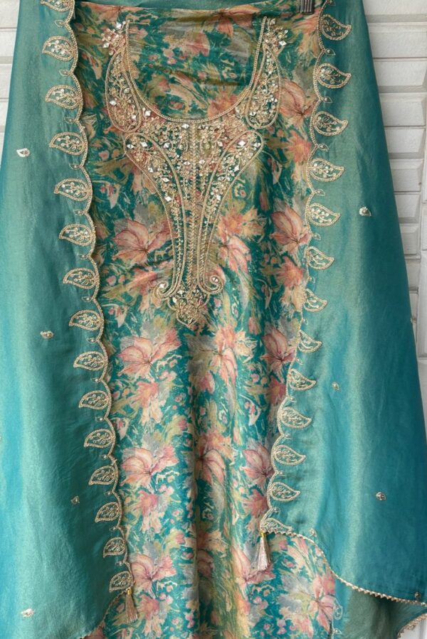Shimmer Silk With Mirror, Zari & Sequins Embroidery Suit