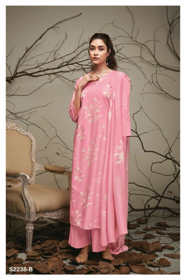 Ganga Clover S2238D - Premium Cotton Printed With Handwork & Swarovski Work Suit