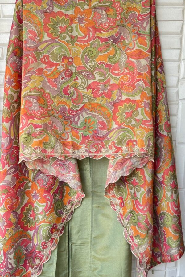 Pure Shimmer Silk With Zari & Sequence Embroidery Suit