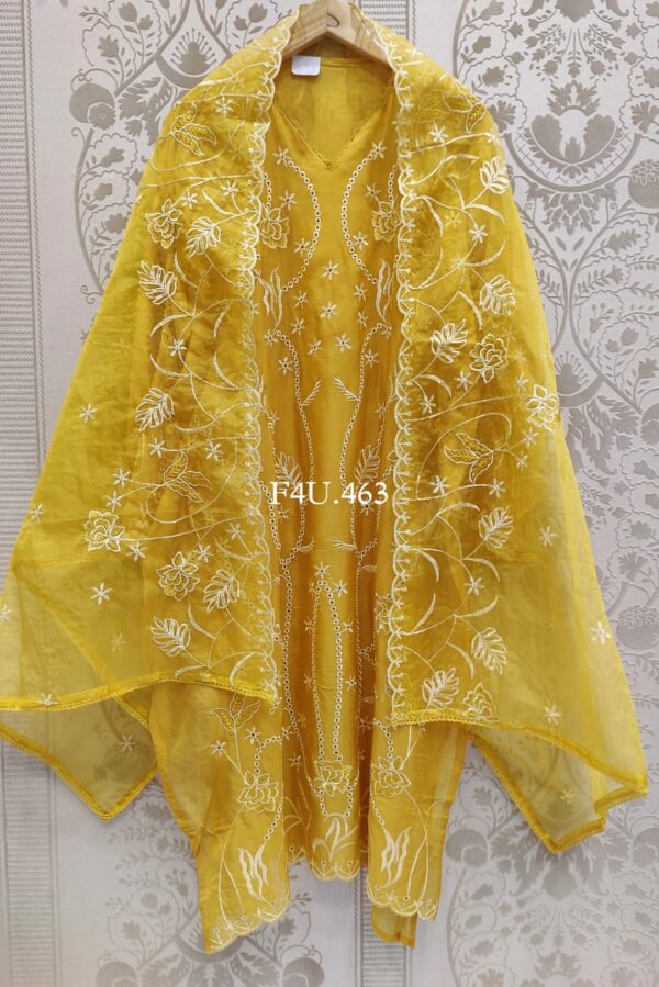 Pure Viscose Organza With Beautiful Pakistani Style Self Thread Embroidery Suit
