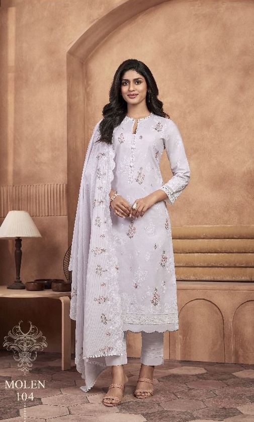 Shiddat Molen 108 - Block Printed Cotton Cambric With Embroidery Work Suit