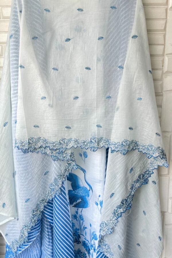 Linen Cotton Printed With Mirror, Resham, Sequence & Zari Embroidery Suit