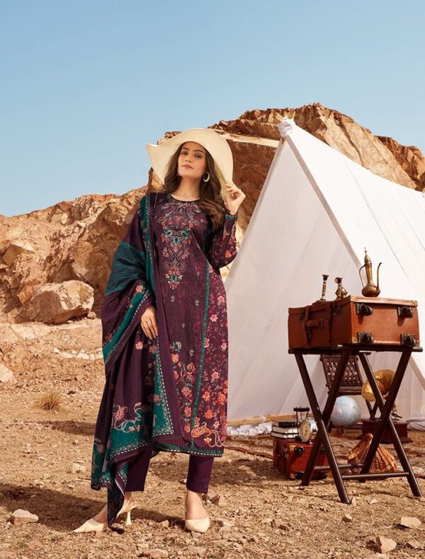 Mumtaz Ellena 1206 - Pure Karachi Lawn Cambric Digital Print With Heavy Schiffli Embroidery Suit