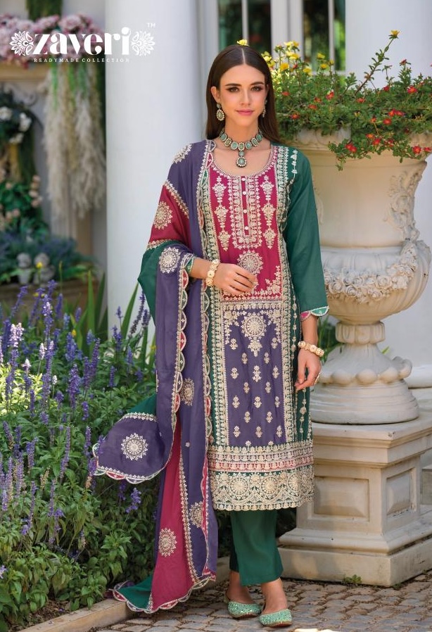 Zaveri Mahiya 1303 - Heavy Chinon Embroidered Stitched Suit