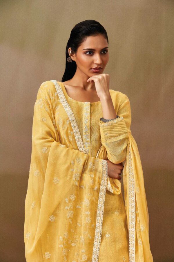 Ganga Aradhana 1496 - Premium Cotton Linen Solid With Embroidery And Handwork Suit