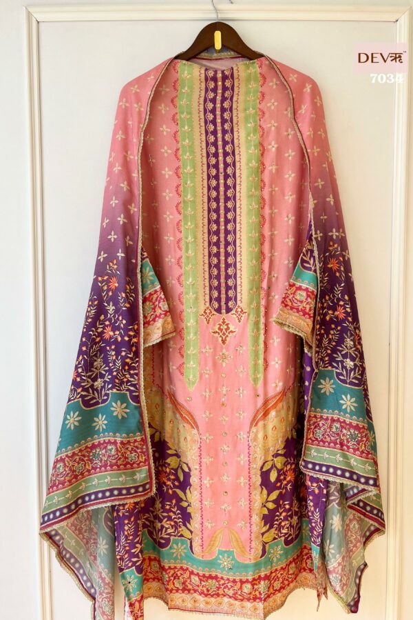Pure Muslin Printed Beautiful Pakistani Print & Mirror Embroidery Suit