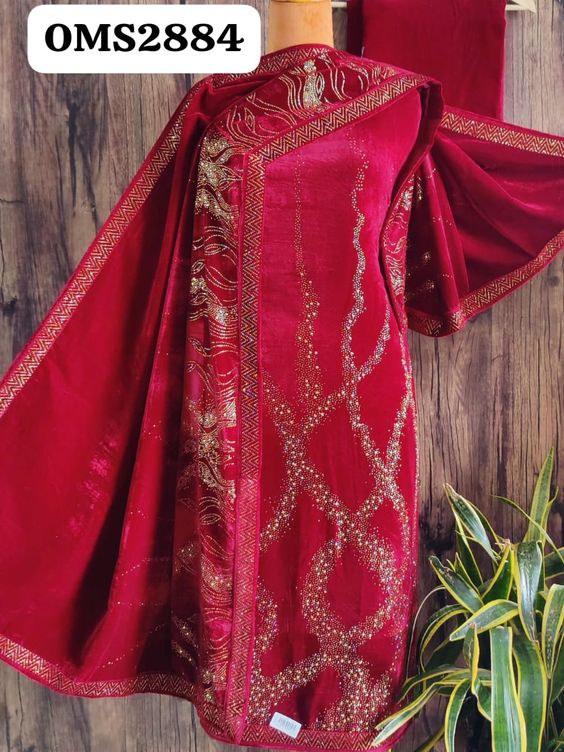 Premium Silk With  Embroidery Work Stitched Suit - TIF 1126