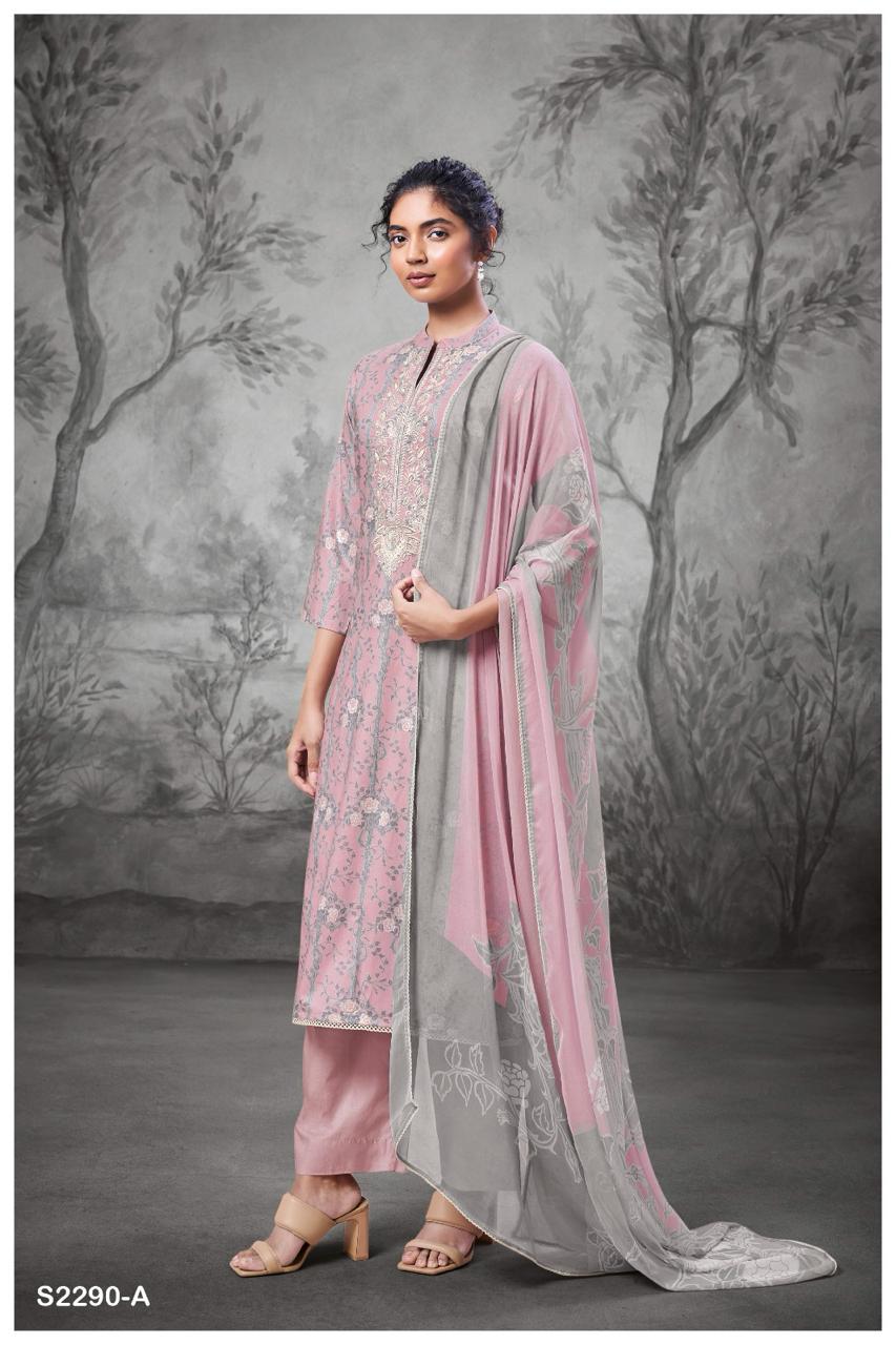Ganga Anuhska 2396D - Premium Cotton Silk Printed With Lace Work Suit