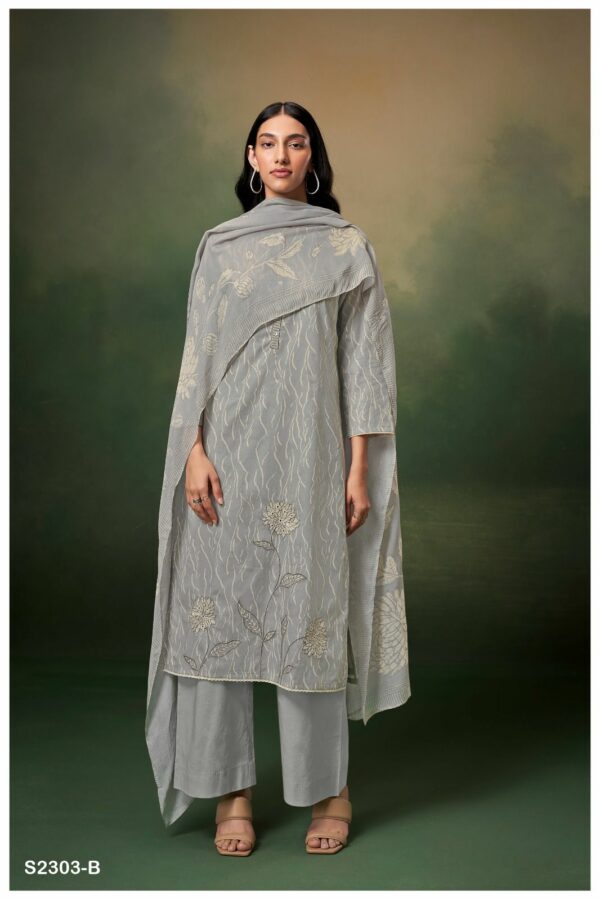 Ganga Enayat 2303D - Premium Cotton Printed With Embroidery Suit
