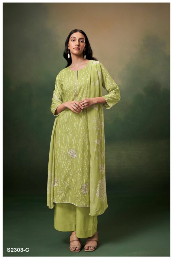 Ganga Enayat 2303D - Premium Cotton Printed With Embroidery Suit
