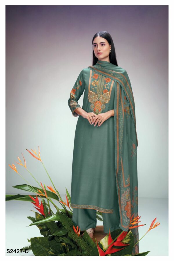 Ganga Adriana 2427D - Premium Cotton Silk Printed With Handwork Suit