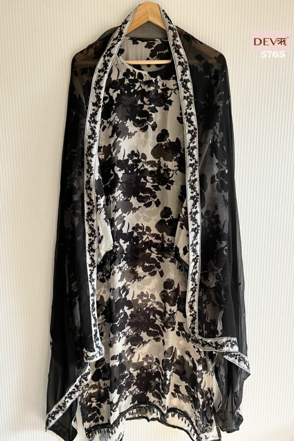 Pure Organza Printed With Elegant Pearl, Stone, Lace & Highlighting Suit 