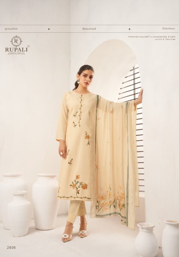 Rupali White Pearl 2806 - Pure Muslin With Heavy Embroidery Suit