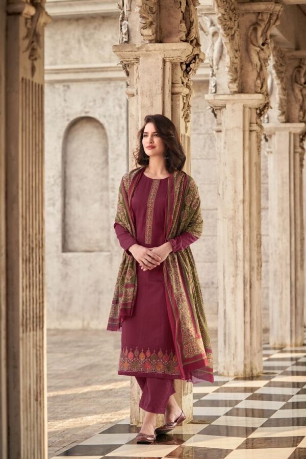 Mumtaz Andaaz 31009 - Pure Jam Satin Digital Print With Heavy Embroidery Suit
